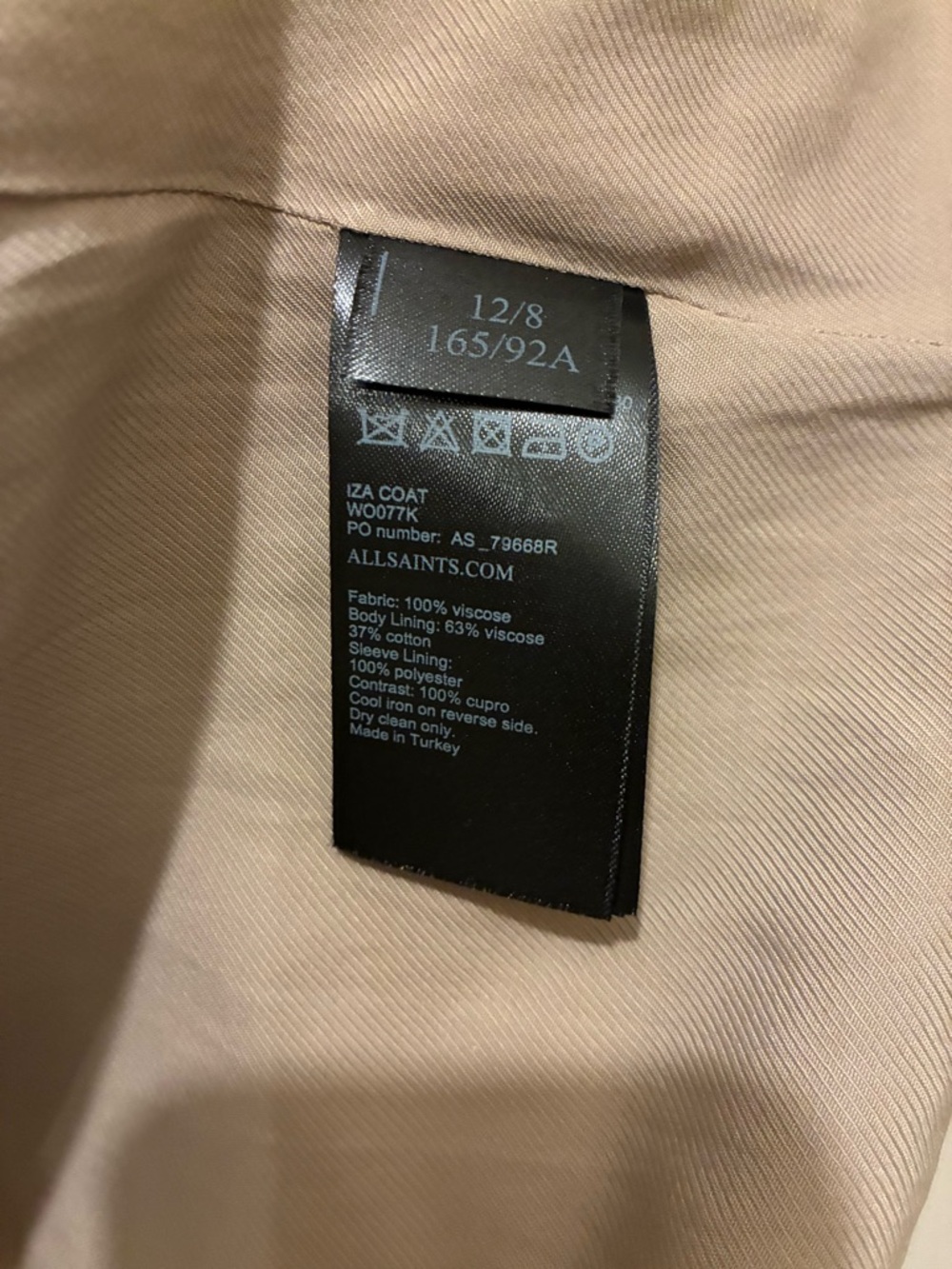 NWT AllSaints Iza Light Sand Drape Front Trench Coat - Women's Size 8 - Picture 13 of 13